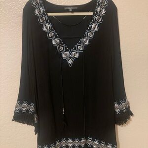 Miss Me Black Embroidered Midi Dress